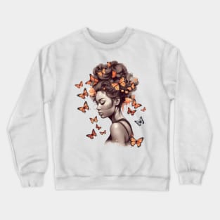 Afro Woman with Butterflies #3 Crewneck Sweatshirt